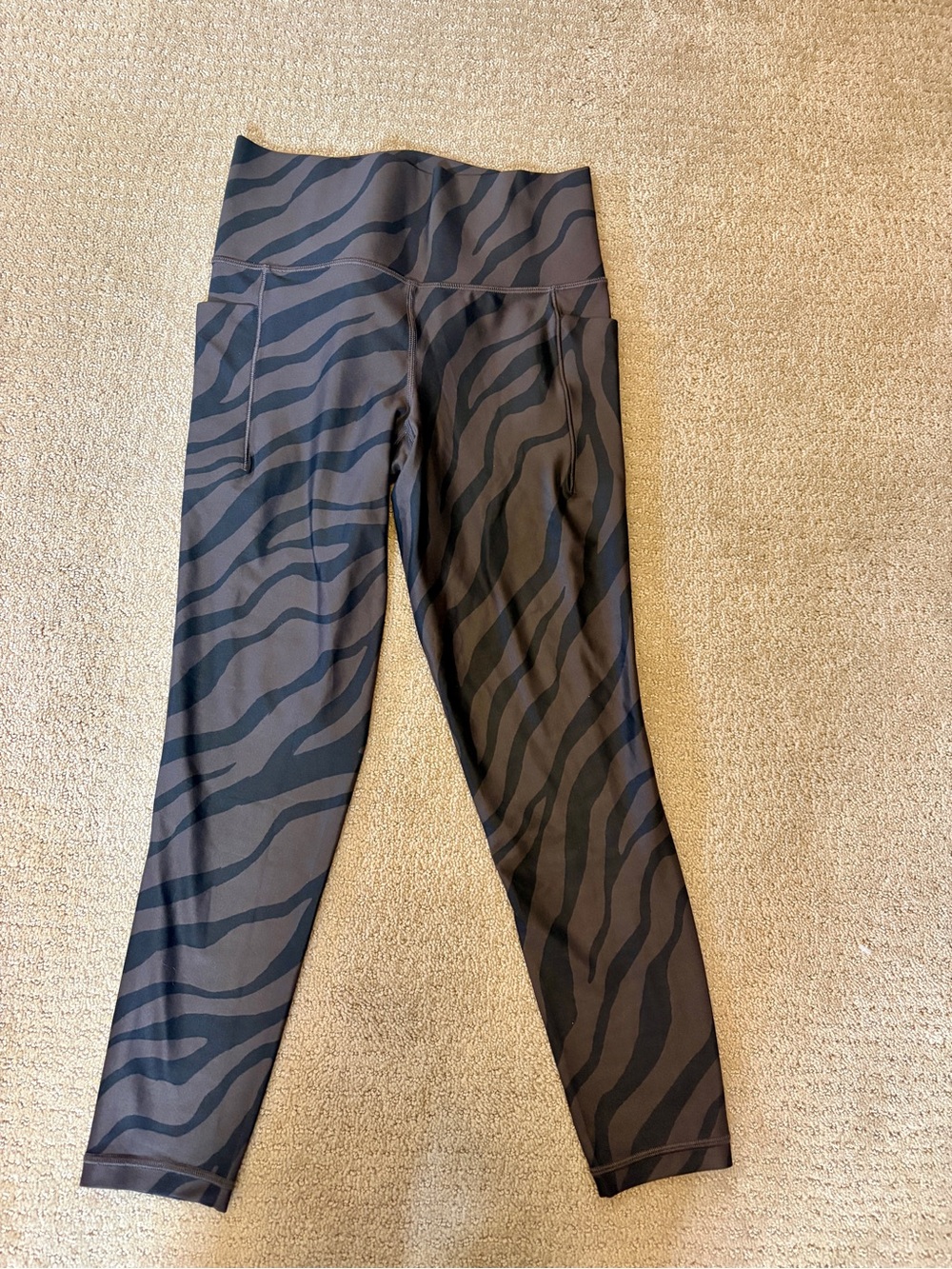 Athleta Black & Charcoal Zebra Print High-Rise Leggings